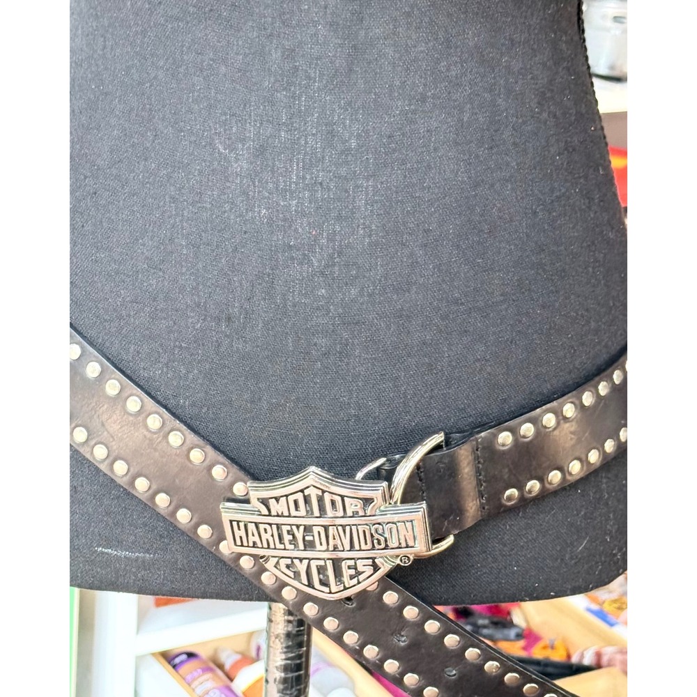 Harley Davidson Genuine Leather Studded Belt Size 36 Bar Shield Buckle 99544 - Picture 6 of 7